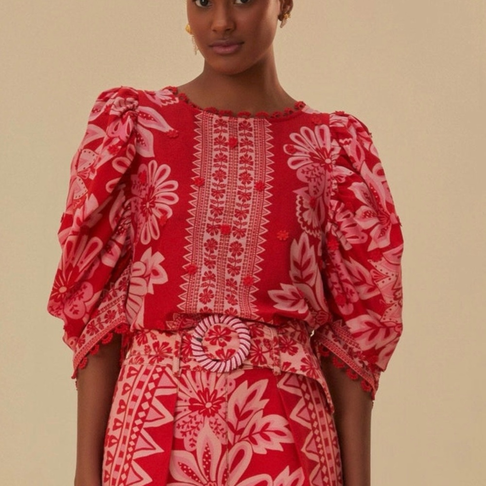 FARM Rio Red Floral Blouse